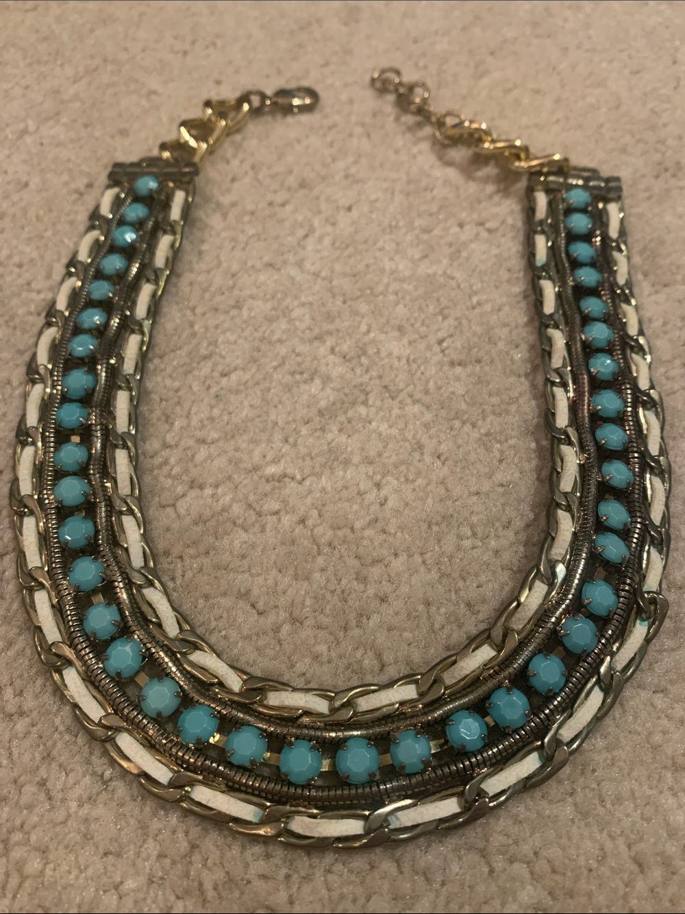 Turquoise Beaded Multi-Chain Statement Necklace